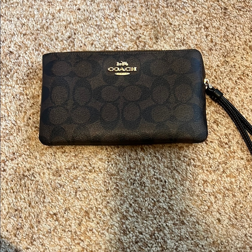 Coach Brown Wristlet Clutch